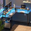 "Kamai 54" L-Shaped LED Desk - Stylish White Corner Computer & Gaming Desk"