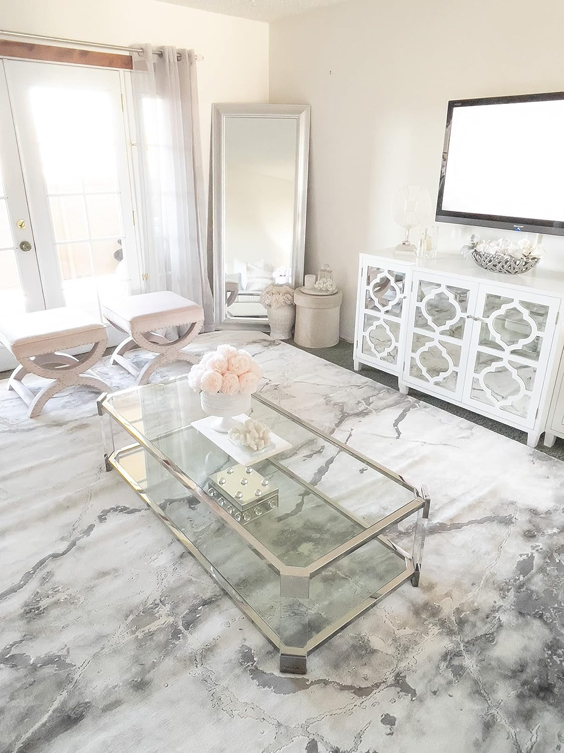 Craft Collection Area Rug - 6'7" X 9', Grey & Silver, Modern Abstract Design, Non-Shedding & Easy Care, Ideal for High Traffic Areas in Living Room, Bedroom (CFT877G)