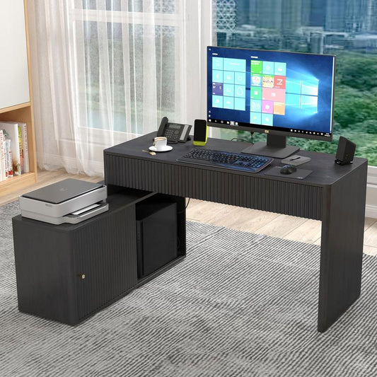 Giratree Modern Computer PC Desk Table with Storage, Corner L Shaped Desk with Drawers, Home Office Desk for Bedroom and Small Space, for Writing, Executive, Study, Work, Vanity