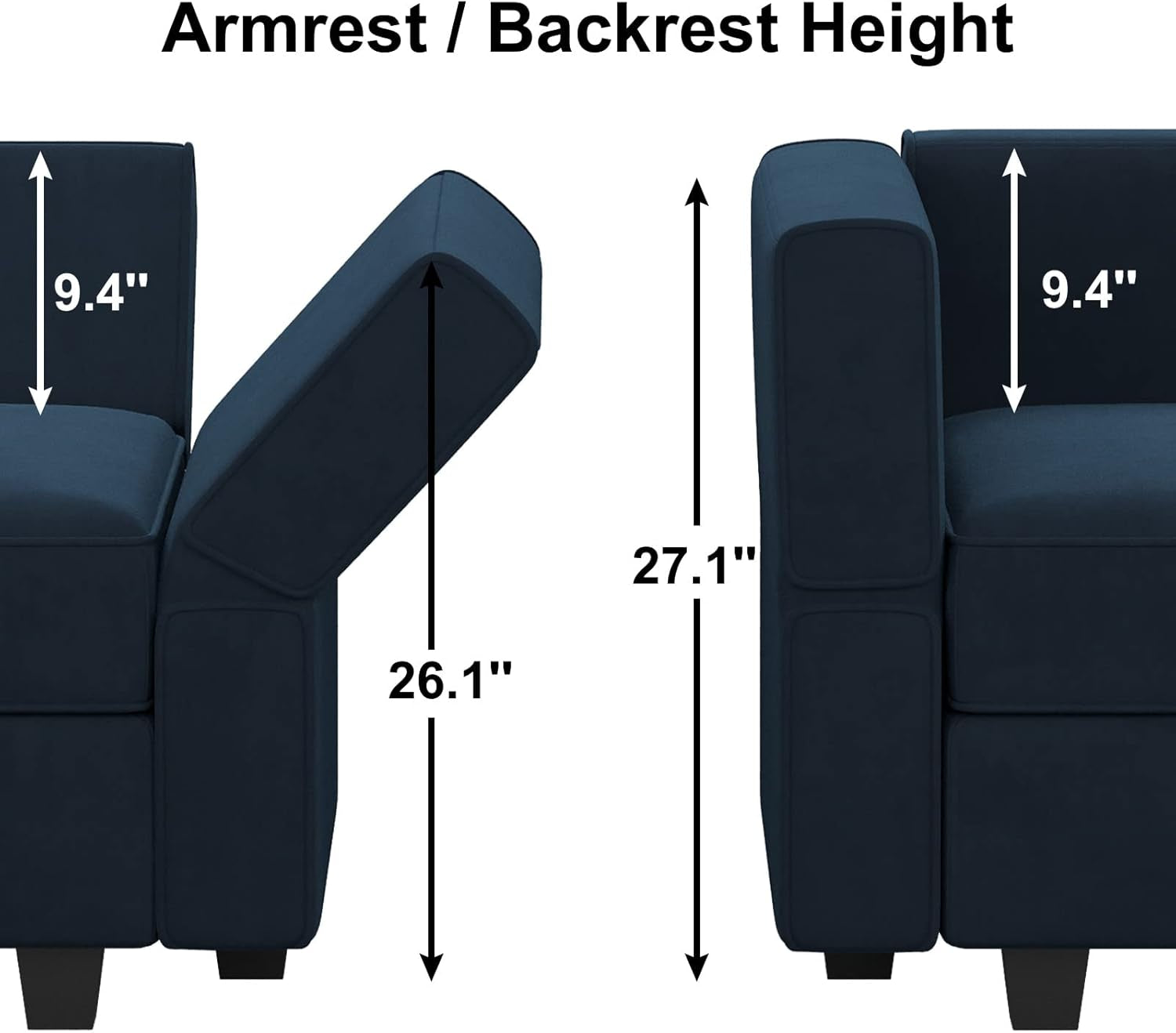 Modular Sectional Sofa U Shaped Velvet Couch with Reversible Chaise Oversized Couch with Ottoman Blue…
