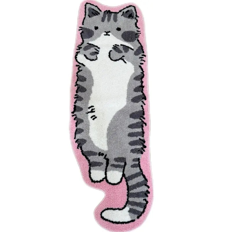 "Adorable Cartoon Cat Tufted Rug - Soft, Non-Slip Polyester for Cozy Bedroom & Living Room Decor!"