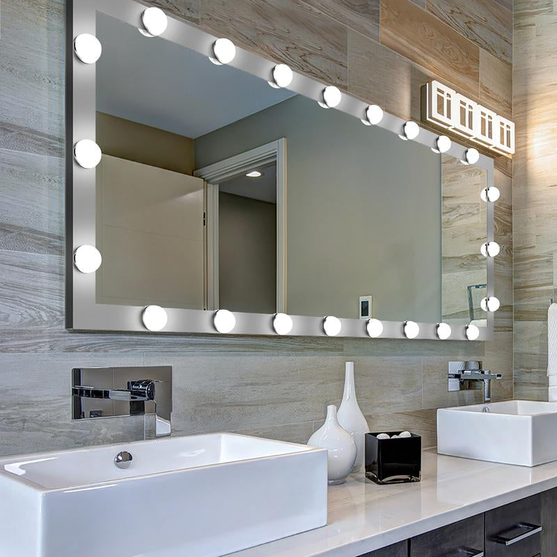 LED against Wall Full Length Mirror with Vanity Lights for Body Dressing, Bedroom Hanging Standing Mirror with Silver Aluminum Alloy Frame Decor