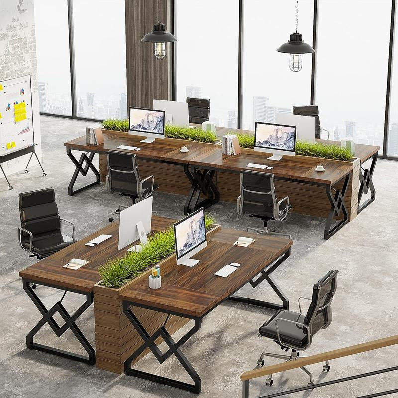 Tribesigns 63 Inch Executive Desk, Large Office Computer Desk with Extra Thick Wooden Tabletop and Metal Frame, Modern Simple Workstation Writing Table Study Desk for Home Office
