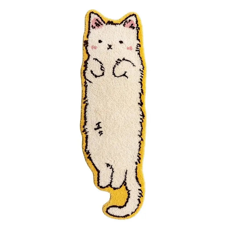 "Adorable Cartoon Cat Tufted Rug - Soft, Non-Slip Polyester for Cozy Bedroom & Living Room Decor!"