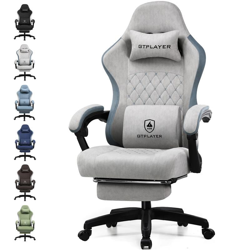 GTPLAYER Gaming Chair, Computer Office Chair with Pocket Spring Cushion, Linkage Armrests and Footrest, High Back Ergonomic Computer Chair with Lumbar Support Task Chair with Footrest