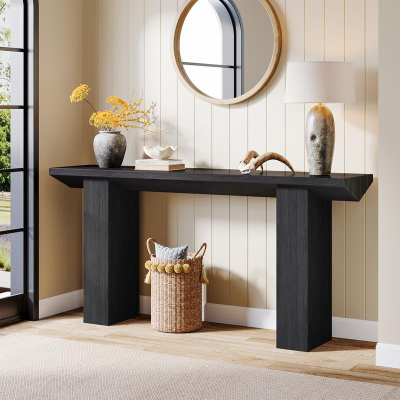Tribesigns 63-Inch Long Entryway Console Table, Farmhouse Wooden Narrow Sofa Table behind Couch, Skinny Hallway Accent Table for Entrance, Foyer, Living Room (Dark Brown) Furniture Home