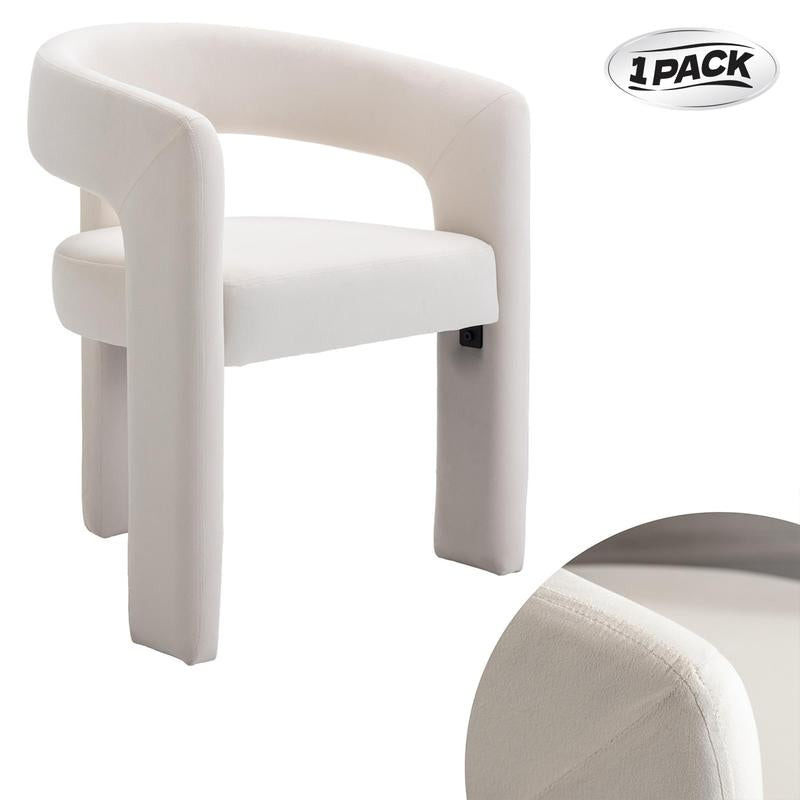 【Fathersdaygift】Chairus Modern Barrel Dining Chair, Sherpa Upholstered Accent Chairs with Arm, Open-Back Side Armchair Comfy Makeup Vanity Chairs for Living Room, Kitchen Roombedroom, Makeup, Small Spaces, Black