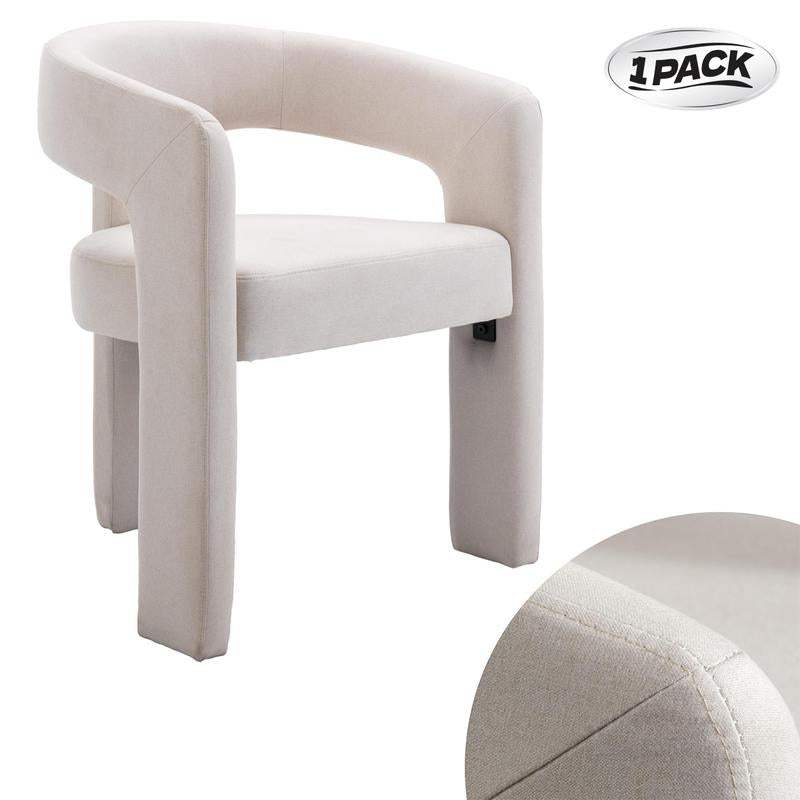 【Fathersdaygift】Chairus Modern Barrel Dining Chair, Sherpa Upholstered Accent Chairs with Arm, Open-Back Side Armchair Comfy Makeup Vanity Chairs for Living Room, Kitchen Roombedroom, Makeup, Small Spaces, Black
