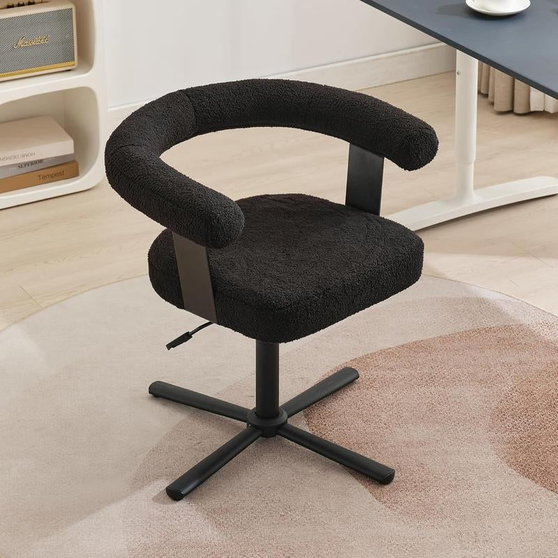 Qulomvs Home Office Chair with Footrest, Modern Comfortable Makeup Dressing Chair with Backrest, Cross Leg Office Chair without Wheels Ergonomic Design