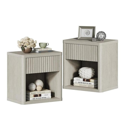 SICOTAS Night Stand Set of 2 Nightstands with Drawer Storage Bed Side Table End Table 22.7"X 15.4" X 24.1" Large Modern Wide Bedside Stand Mid Century Night Stands for Bedroom Living Room Sofa Couch Office Minimal