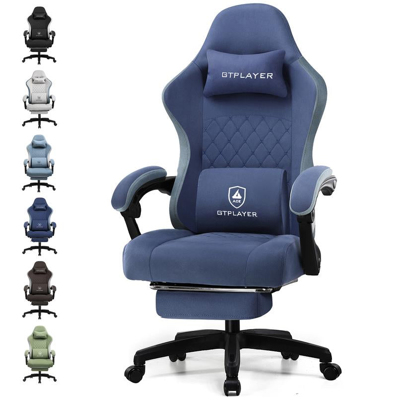GTPLAYER Gaming Chair, Computer Office Chair with Pocket Spring Cushion, Linkage Armrests and Footrest, High Back Ergonomic Computer Chair with Lumbar Support Task Chair with Footrest