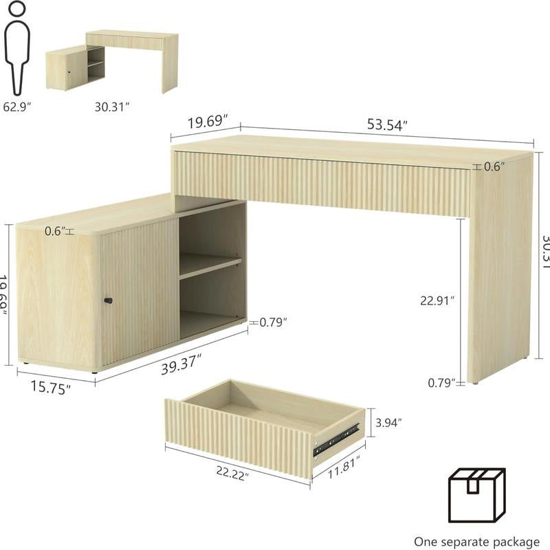 Giratree Modern Computer PC Desk Table with Storage, Corner L Shaped Desk with Drawers, Home Office Desk for Bedroom and Small Space, for Writing, Executive, Study, Work, Vanity