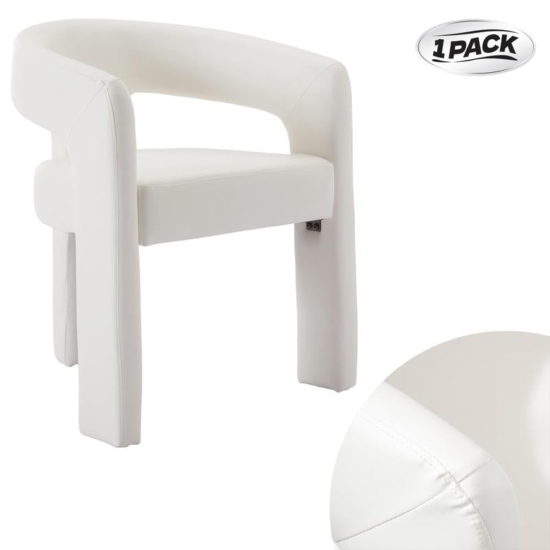【Fathersdaygift】Chairus Modern Barrel Dining Chair, Sherpa Upholstered Accent Chairs with Arm, Open-Back Side Armchair Comfy Makeup Vanity Chairs for Living Room, Kitchen Roombedroom, Makeup, Small Spaces, Black