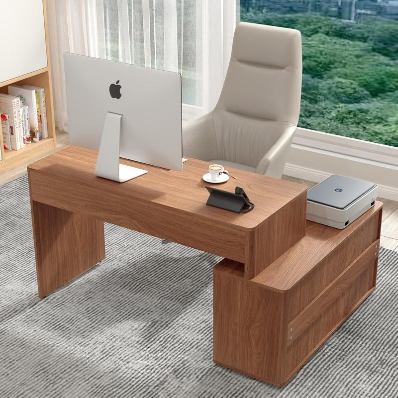 Giratree Modern Computer PC Desk Table with Storage, Corner L Shaped Desk with Drawers, Home Office Desk for Bedroom and Small Space, for Writing, Executive, Study, Work, Vanity