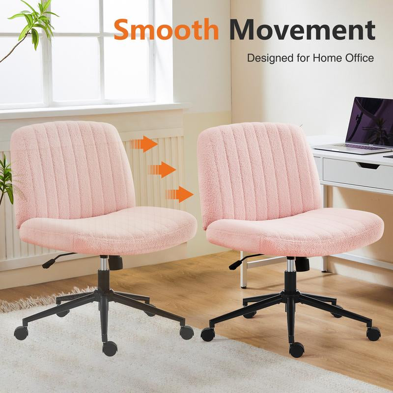 Furnichic Haven Criss Cross Office Chair with Wheels, Wide Armless Home Office Desk Chair with Dual-Purpose Base, Swivel Height Adjustable