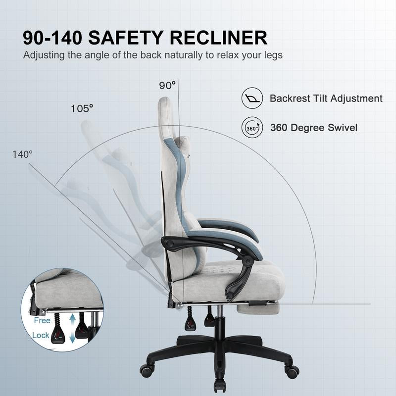 GTPLAYER Gaming Chair, Computer Office Chair with Pocket Spring Cushion, Linkage Armrests and Footrest, High Back Ergonomic Computer Chair with Lumbar Support Task Chair with Footrest