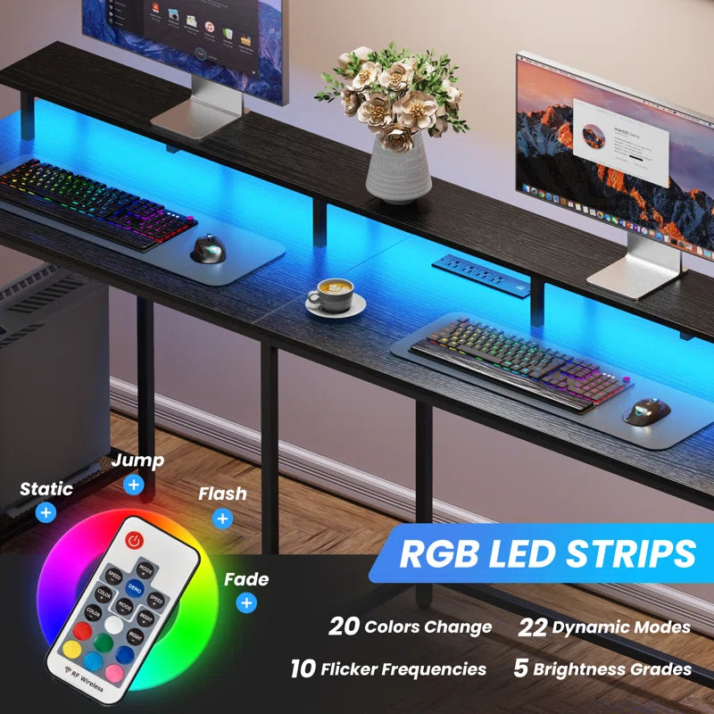 "Kamai 54" L-Shaped LED Desk - Stylish White Corner Computer & Gaming Desk"