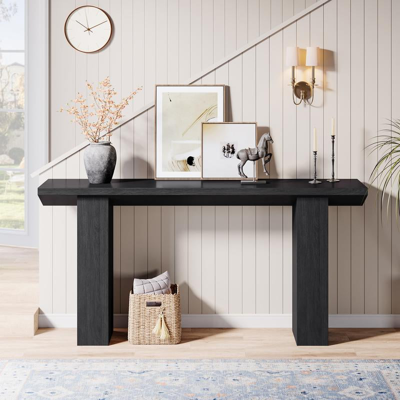 Tribesigns 63-Inch Long Entryway Console Table, Farmhouse Wooden Narrow Sofa Table behind Couch, Skinny Hallway Accent Table for Entrance, Foyer, Living Room (Dark Brown) Furniture Home