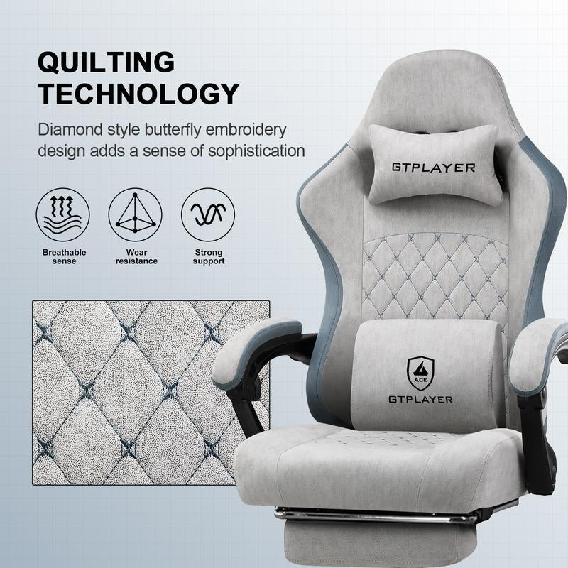 GTPLAYER Gaming Chair, Computer Office Chair with Pocket Spring Cushion, Linkage Armrests and Footrest, High Back Ergonomic Computer Chair with Lumbar Support Task Chair with Footrest