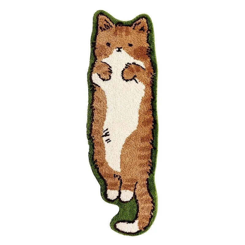 "Adorable Cartoon Cat Tufted Rug - Soft, Non-Slip Polyester for Cozy Bedroom & Living Room Decor!"