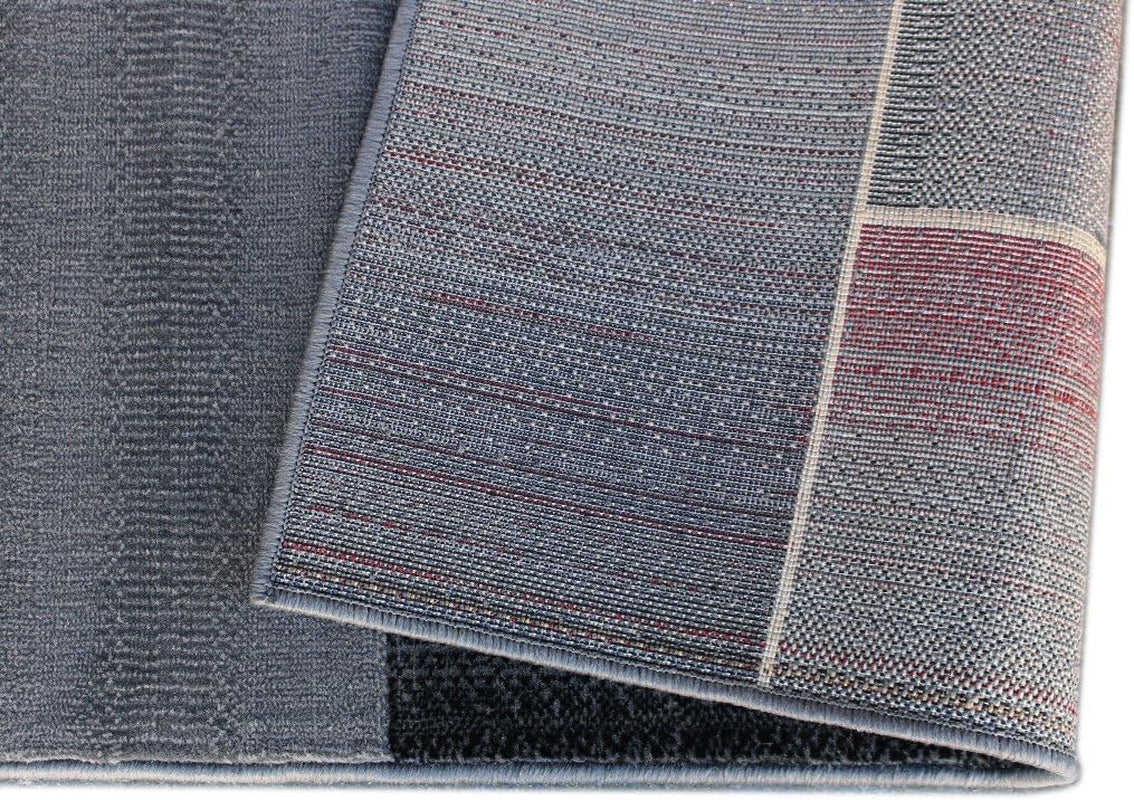 , Modern Contemporary Area Rug, Red Grey Black (8 Feet X 10 Feet)