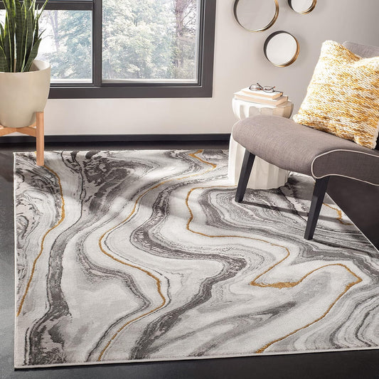 Craft Collection Accent Rug - 4' X 6', Grey & Gold, Modern Abstract Design, Non-Shedding & Easy Care, Ideal for High Traffic Areas in Entryway, Living Room, Bedroom (CFT819F)