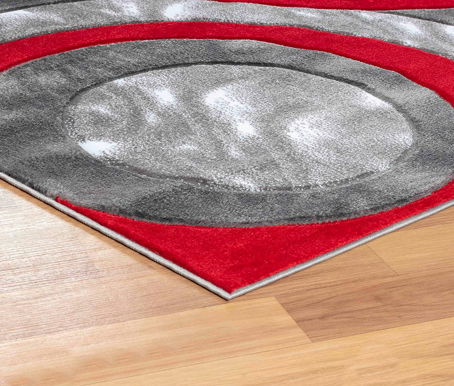 Area Rug Modern 4X6 Light Red Circles Geometry Soft Hand Carved Contemporary Floor Carpet Fluffy Texture for Indoor Living Dining Room and Bedroom Area