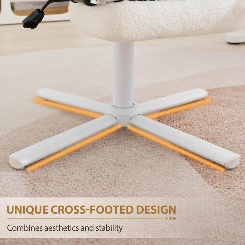 Qulomvs Home Office Chair with Footrest, Modern Comfortable Makeup Dressing Chair with Backrest, Cross Leg Office Chair without Wheels Ergonomic Design