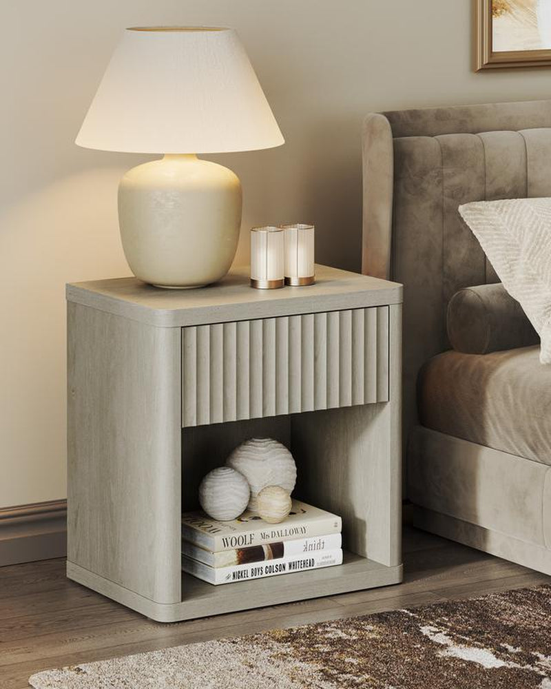 SICOTAS Night Stand Set of 2 Nightstands with Drawer Storage Bed Side Table End Table 22.7"X 15.4" X 24.1" Large Modern Wide Bedside Stand Mid Century Night Stands for Bedroom Living Room Sofa Couch Office Minimal