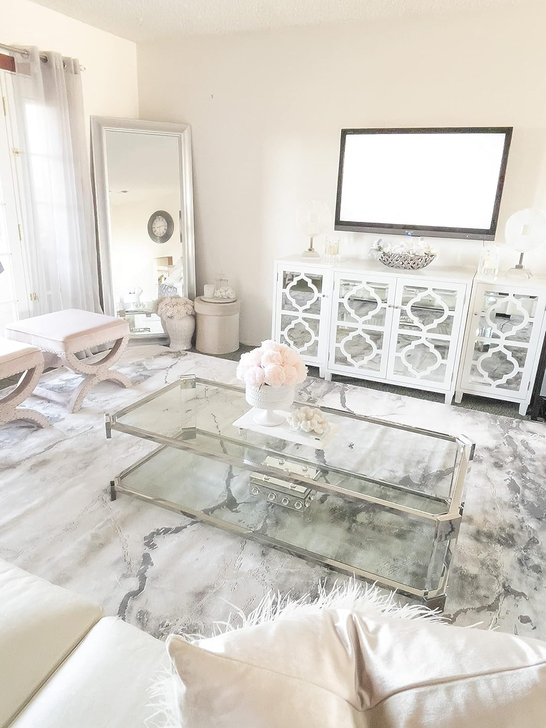 Craft Collection Area Rug - 6'7" X 9', Grey & Silver, Modern Abstract Design, Non-Shedding & Easy Care, Ideal for High Traffic Areas in Living Room, Bedroom (CFT877G)