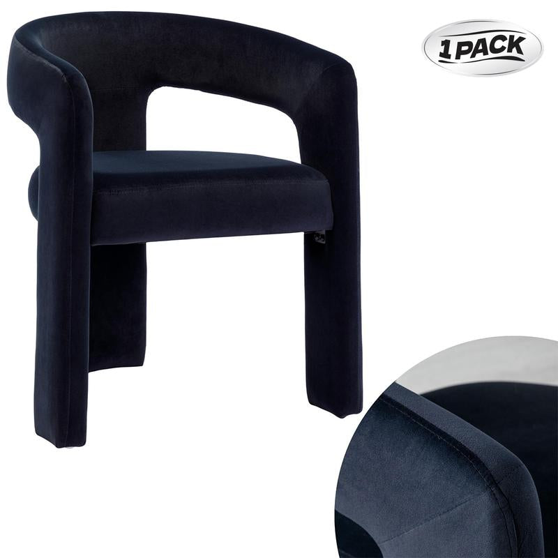 【Fathersdaygift】Chairus Modern Barrel Dining Chair, Sherpa Upholstered Accent Chairs with Arm, Open-Back Side Armchair Comfy Makeup Vanity Chairs for Living Room, Kitchen Roombedroom, Makeup, Small Spaces, Black
