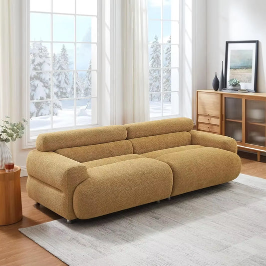 89" Boucle Cloud Loveseat Sofa Couch, Comfy Upholstered Deep Seat Boucle Sofa, Mid Century Modern Couch for Living Room