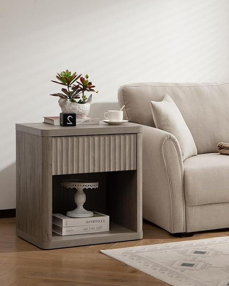 SICOTAS Night Stand Set of 2 Nightstands with Drawer Storage Bed Side Table End Table 22.7"X 15.4" X 24.1" Large Modern Wide Bedside Stand Mid Century Night Stands for Bedroom Living Room Sofa Couch Office Minimal