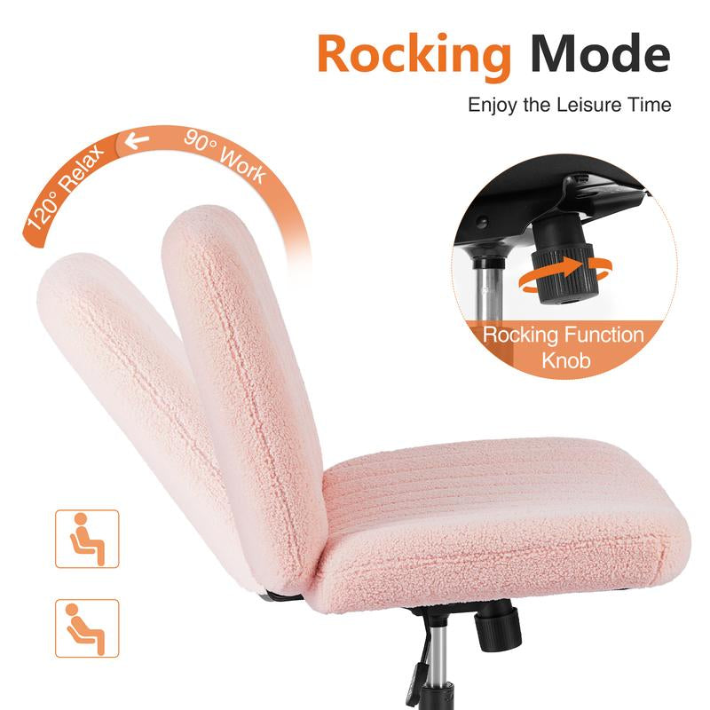 Furnichic Haven Criss Cross Office Chair with Wheels, Wide Armless Home Office Desk Chair with Dual-Purpose Base, Swivel Height Adjustable