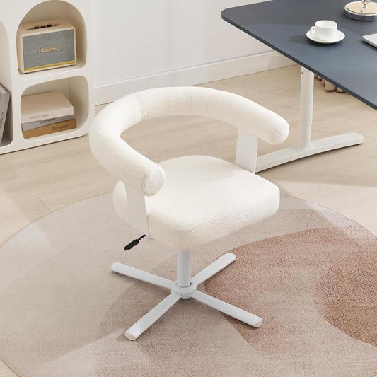 Qulomvs Home Office Chair with Footrest, Modern Comfortable Makeup Dressing Chair with Backrest, Cross Leg Office Chair without Wheels Ergonomic Design