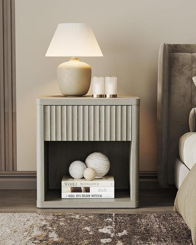 SICOTAS Night Stand Set of 2 Nightstands with Drawer Storage Bed Side Table End Table 22.7"X 15.4" X 24.1" Large Modern Wide Bedside Stand Mid Century Night Stands for Bedroom Living Room Sofa Couch Office Minimal