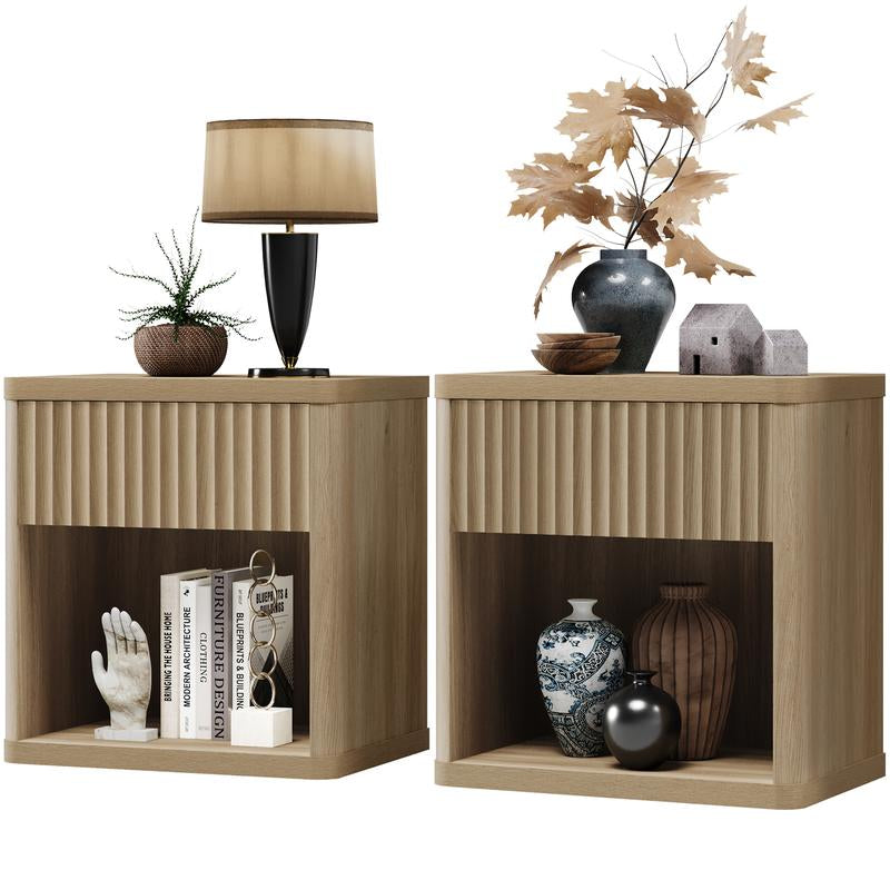 SICOTAS Night Stand Set of 2 Nightstands with Drawer Storage Bed Side Table End Table 22.7"X 15.4" X 24.1" Large Modern Wide Bedside Stand Mid Century Night Stands for Bedroom Living Room Sofa Couch Office Minimal