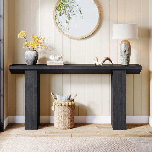 Tribesigns 63-Inch Long Entryway Console Table, Farmhouse Wooden Narrow Sofa Table behind Couch, Skinny Hallway Accent Table for Entrance, Foyer, Living Room (Dark Brown) Furniture Home