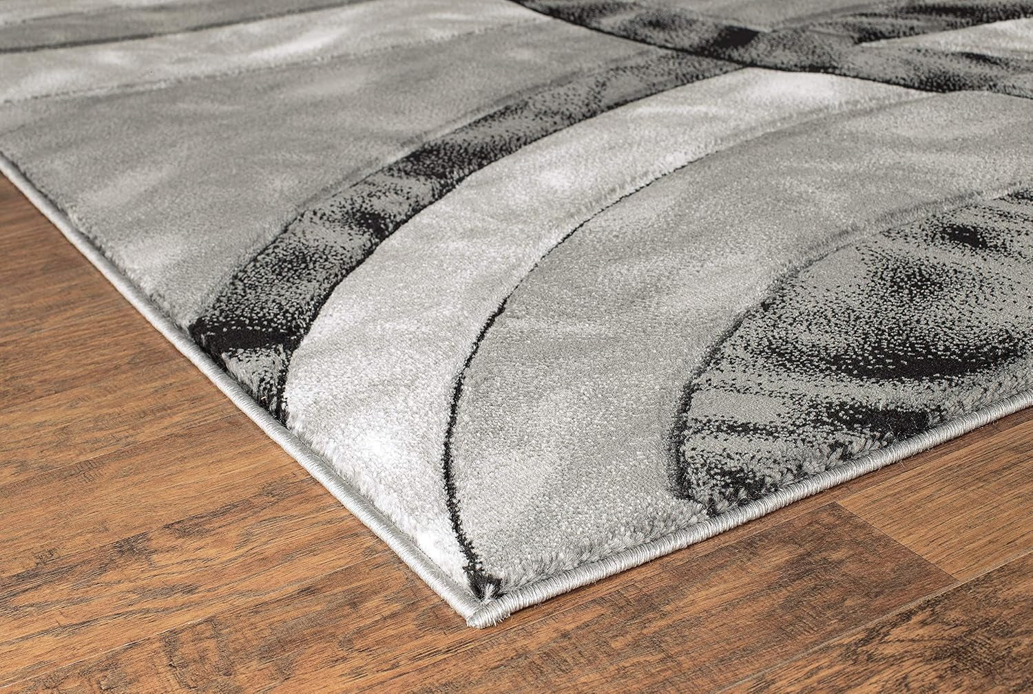 Area Rug 2X3 Grey Black Door Mat Modern Circles Soft Contemporary Floor Carpet Fluffy Texture for Indoor Living Dining Room and Bedroom Area